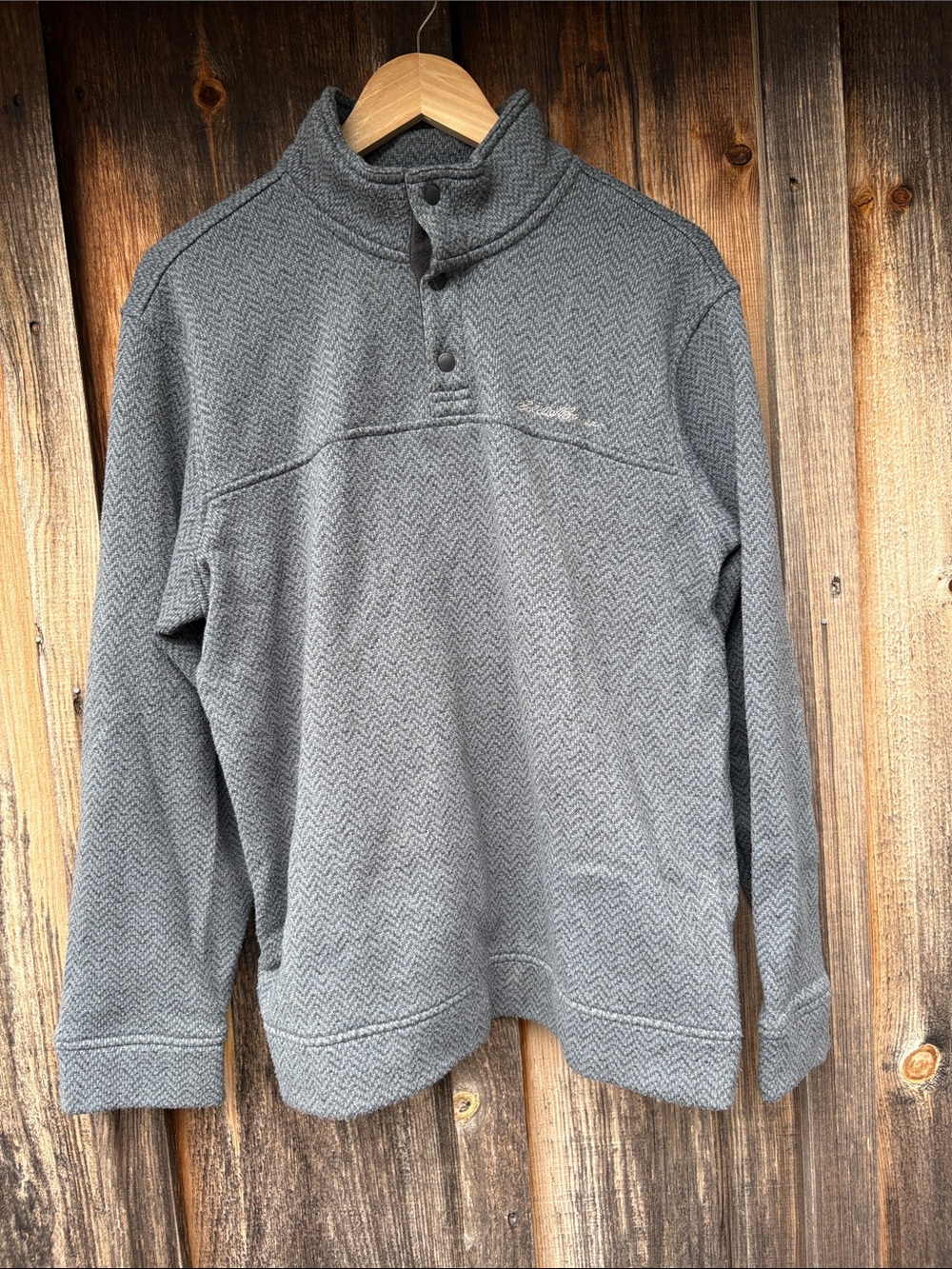 Eddie Bauer Men's Grey Quarter-Snap Pullover Sweater